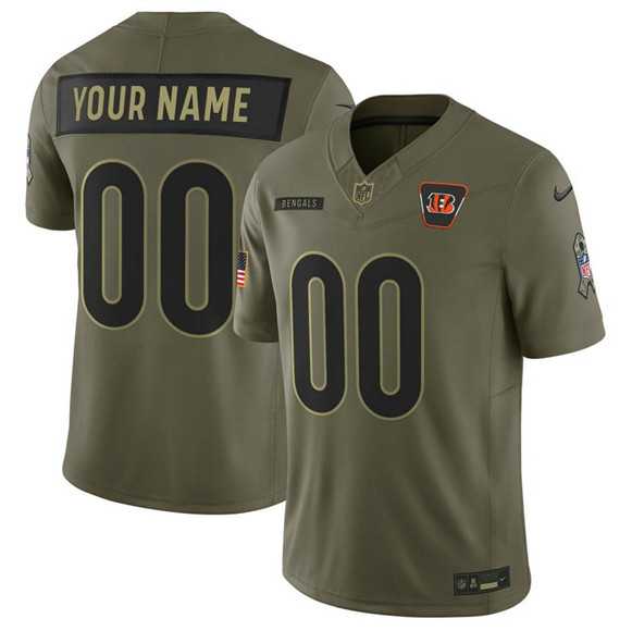 Men%27s Cincinnati Bengals Active Player Custom Olive 2025 F.U.S.E. Salute to Service Limited Stitched Jersey