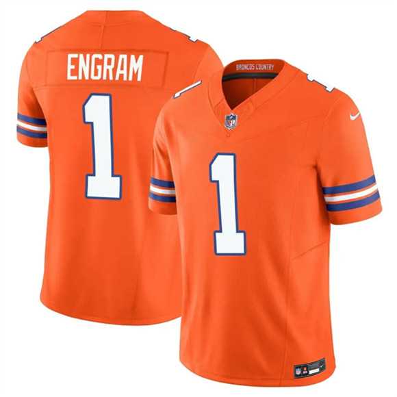 Men%27s Denver Broncos #1 Evan Engram Orange F.U.S.E. Mile High Collection 1977 Throwback Vapor Limited Stitched Jersey Dzhi