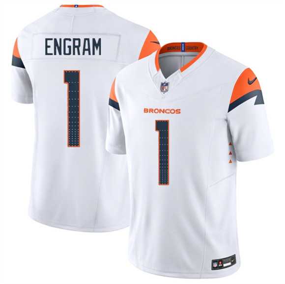 Men%27s Denver Broncos #1 Evan Engram White 2025 F.U.S.E. Vapor Limited Stitched Jersey Dzhi