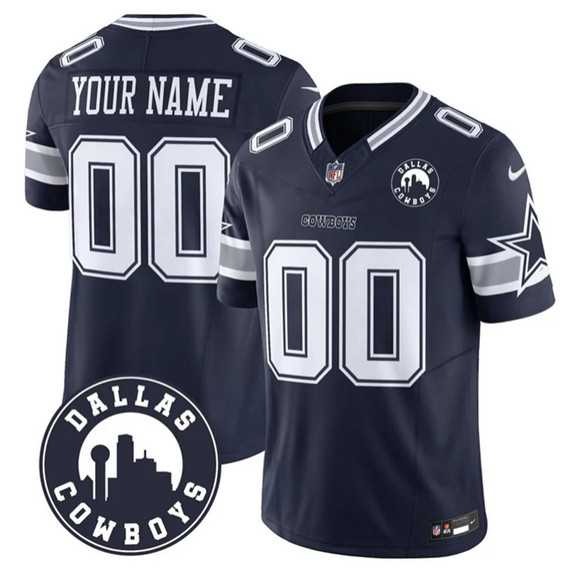 Men%27s Dallas Cowboys Active Player Custom Navy 2025 F.U.S.E Dallas City Patch Vapor Untouchable Limited Stitched Game Jersey