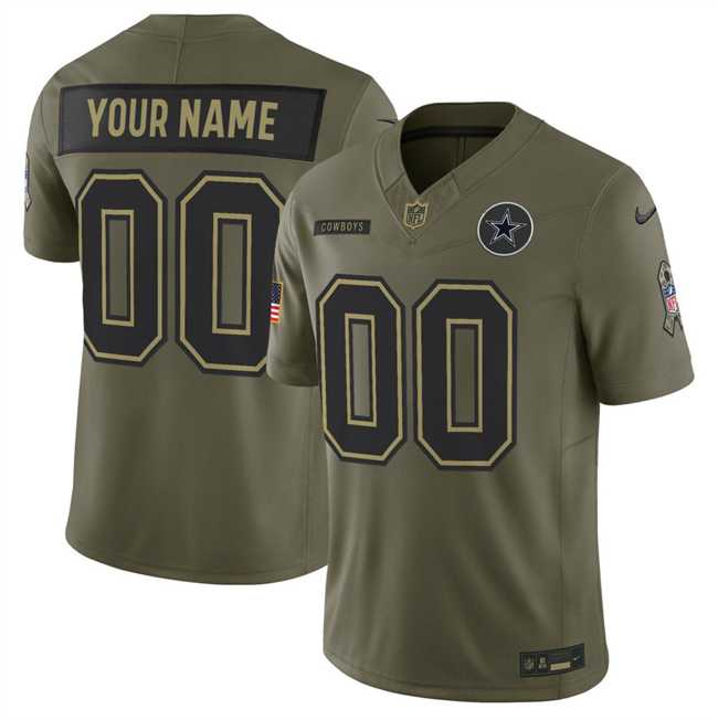 Men%27s Dallas Cowboys Active Player Custom Olive 2025 F.U.S.E. Salute to Service Limited Stitched Jersey