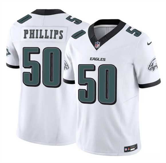 Men%27s Philadelphia Eagles #50 Jaelan Phillips White 2025 F.U.S.E. Vapor Untouchable Limited Stitched Jersey Dzhi
