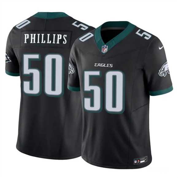 Men%27s Philadelphia Eagles #50 Jaelan Phillips Black 2025 F.U.S.E. Vapor Untouchable Limited Stitched Jersey Dzhi