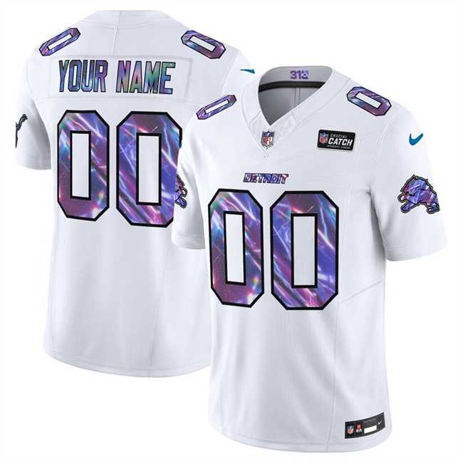 Men%27s Detroit Lions Active Player Custom White 2025 Crucial Catch F.U.S.E. Vapor Limited Stitched Jersey