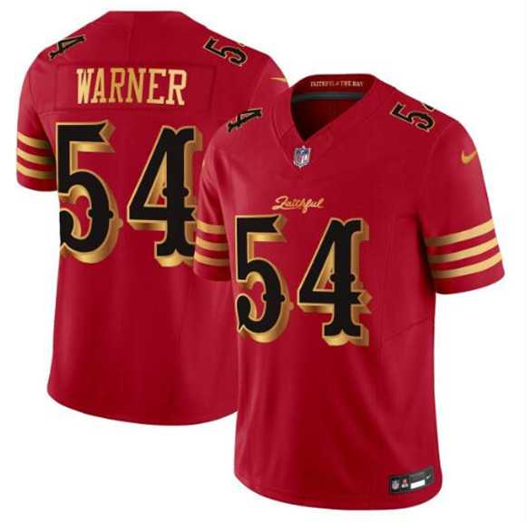 Men%27s San Francisco 49ers #54 Fred Warner Red Gold 2025 F.U.S.E. %27Rivalries%27 Vapor Limited Stitched Jersey Dzhi