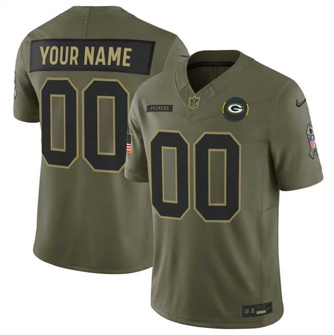 Men%27s Green Bay Packers Active Player Custom Olive 2025 F.U.S.E. Salute to Service Limited Stitched Jersey