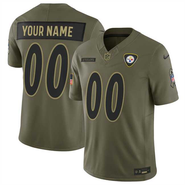Men%27s Pittsburgh Steelers Active Player Custom Olive 2025 F.U.S.E. Salute to Service Limited Stitched Jersey