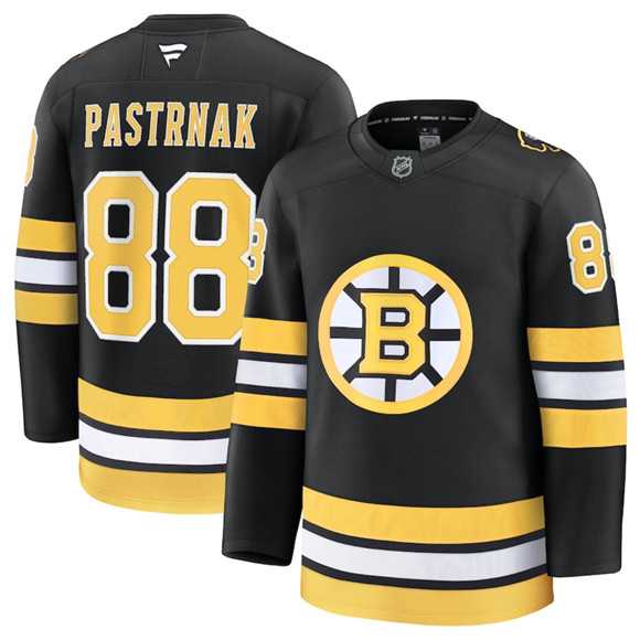 Men%27s Boston Bruins #88 David Pastrnak Black 2025 Home Stitched Hockey Jersey Dzhi