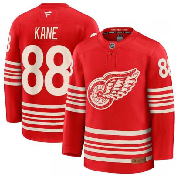 Men%27s Detroit Red Wings #88 Patrick Kane Red 2025 Centennial Premium Stitched Jersey Dzhi