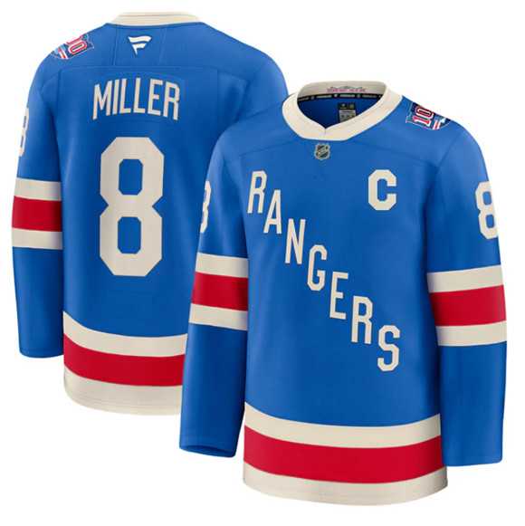 Men%27s New York Rangers #8 JT Miller Blue Centennial With C Patch Stitched Hockey Jersey Dzhi