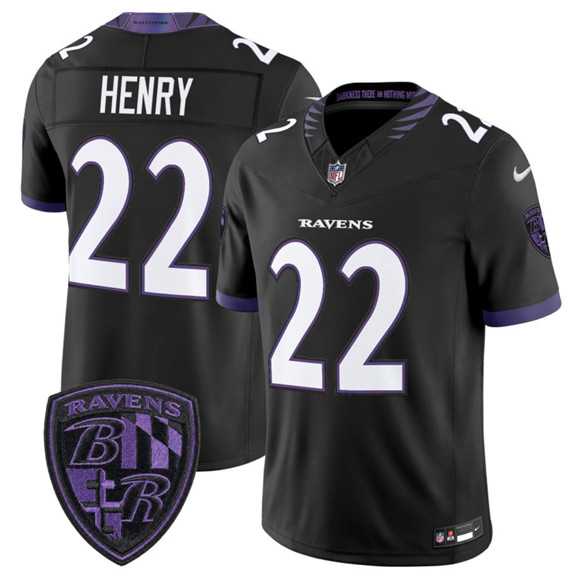 Men%27s Baltimore Ravens #22 Derrick Henry Black 2026 F.U.S.E. Alternate Vapor Limited Stitched Jersey Dzhi