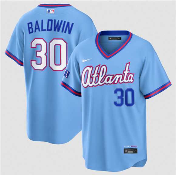 Men%27s Atlanta Braves #30 Drake Baldwin Powder Blue 2026 City Connect Stadium Stitched Jersey Dzhi