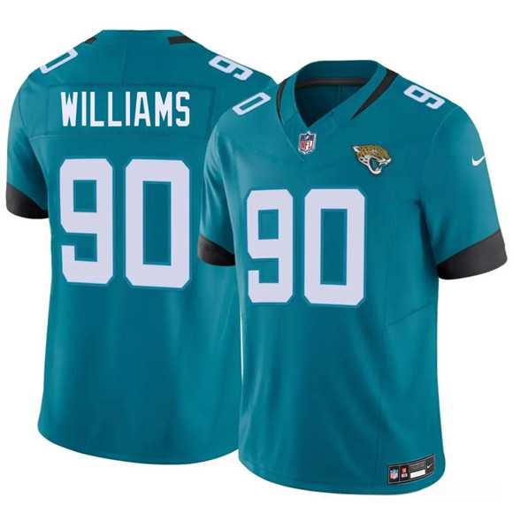 Men%27s Jacksonville Jaguars #90 Wesley Williams Teal 2026 Draft F.U.S.E. Vapor Untouchable Limited Stitched Jersey Dzhi