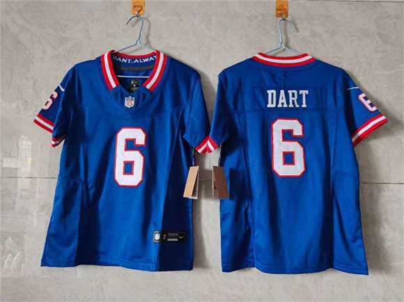 Women%27s New York Giants #6 Jaxson Dart Blue F.U.S.E. Throwback Limited Stitched Jersey