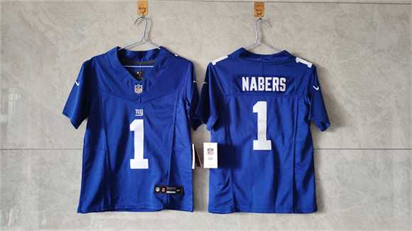 Women%27s New York Giants #1 Malik Nabers Blue F.U.S.E. Vapor Limited Stitched Jersey