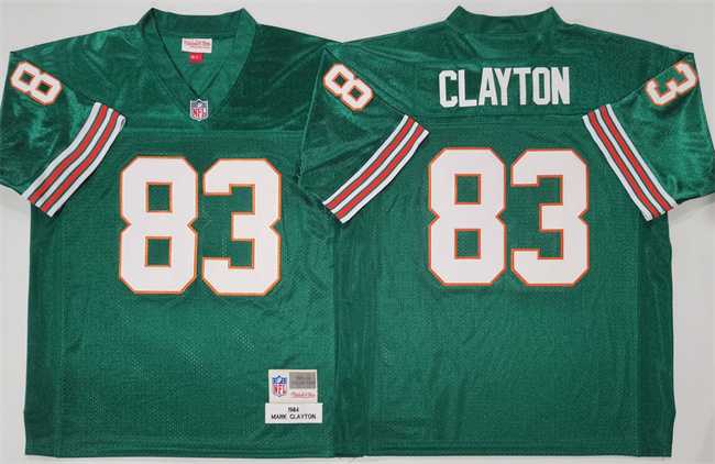 Men%27s Miami Dolphins #83 Mark Clayton Aqua Throwback Stitched Football Jersey