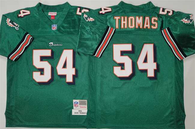 Men%27s Miami Dolphins #54 Zach Thomas Aqua Throwback Stitched Football Jersey