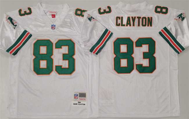 Men%27s Miami Dolphins #83 Mark Clayton White Throwback Stitched Football Jersey