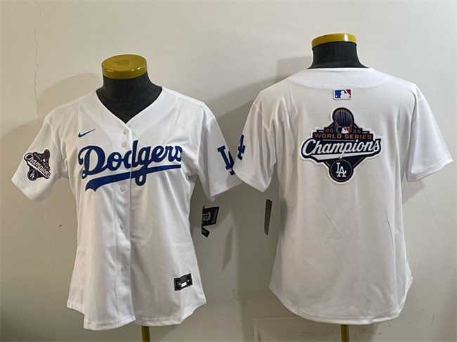 Women%27s Los Angeles Dodgers White 2025 World Series Champions Big Logo Home Limited Stitched Jersey