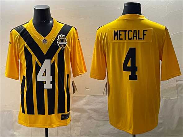 Men%27s Pittsburgh Steelers #4 DK Metcalf Gold 1933 Throwback Alternate Stitched Game Jersey