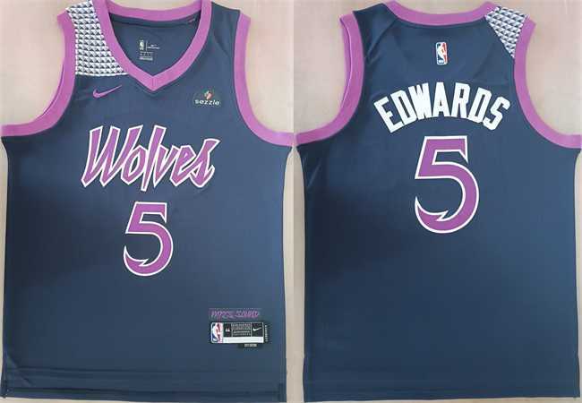 Men%27s Minnesota Timberwolves #5 Anthony Edwards Navy Stitched jersey