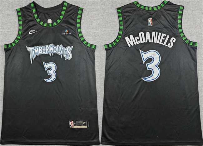 Men%27s Minnesota Timberwolves #3 Jaden McDaniels Black 2025-26 Classic Edition Stitched jersey