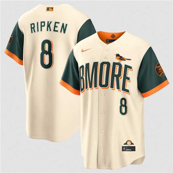 Men%27s Baltimore Orioles #8 Cal Ripken Jr Natural 2026 City Connect Stadium Stitched Jersey Dzhi