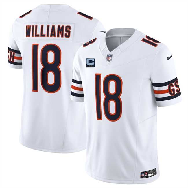 Men%27s Chicago Bears #18 Caleb Williams White 2025 F.U.S.E. With 2-Star C Patch Vapor Untouchable Limited Stitched Jersey Dzhi