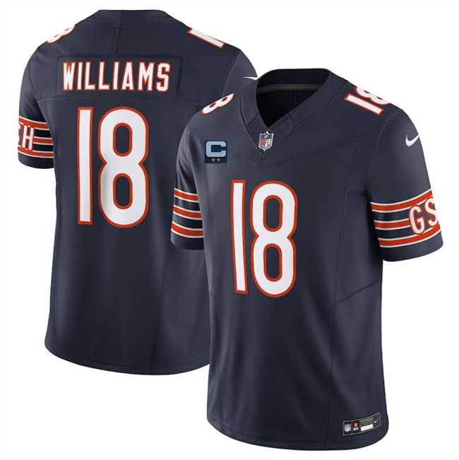 Men%27s Chicago Bears #18 Caleb Williams Navy 2025 F.U.S.E. With 2-Star C Patch Vapor Untouchable Limited Stitched Jersey Dzhi