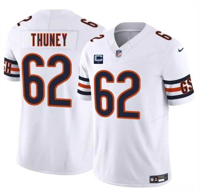 Men%27s Chicago Bears #62 Joe Thuney White 2025 F.U.S.E. With 1-Star C Patch Vapor Untouchable Limited Stitched Jersey Dzhi