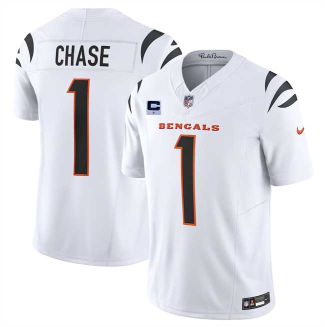 Men%27s Cincinnati Bengals #1 Ja%27Marr Chase White 2025 F.U.S.E. With 1-Star C Patch Vapor Untouchable Limited Stitched Jersey Dzhi
