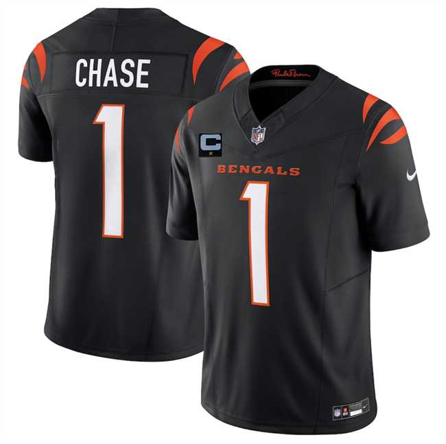 Men%27s Cincinnati Bengals #1 Ja%27Marr Chase Black 2025 F.U.S.E. With 1-Star C Patch Vapor Untouchable Limited Stitched Jersey Dzhi
