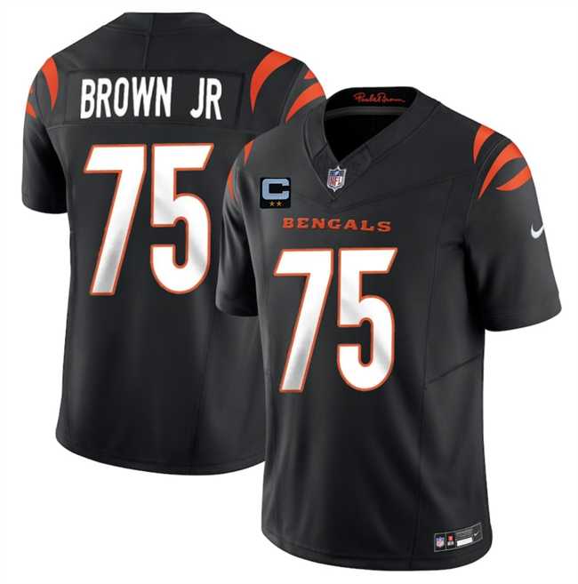 Men%27s Cincinnati Bengals #75 Orlando Brown Jr Black 2025 F.U.S.E. With 2-Star C Patch Vapor Untouchable Limited Stitched Jersey Dzhi