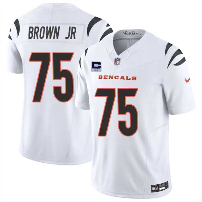 Men%27s Cincinnati Bengals #75 Orlando Brown Jr White 2025 F.U.S.E. With 2-Star C Patch Vapor Untouchable Limited Stitched Jersey Dzhi