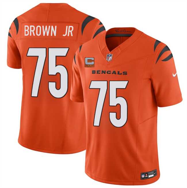 Men%27s Cincinnati Bengals #75 Orlando Brown Jr Orange 2025 F.U.S.E. With 2-Star C Patch Vapor Untouchable Limited Stitched Jersey Dzhi