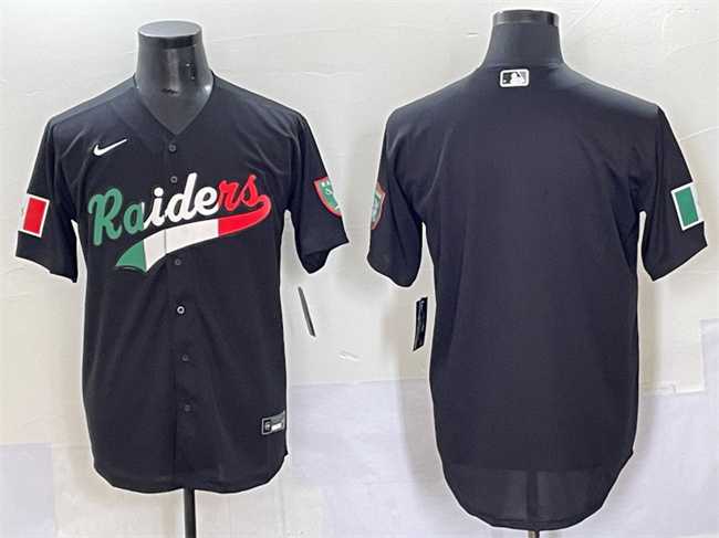 Men%27s Las Vegas Raiders Blank Black Mexico Cool Base Stitched Baseball Jersey