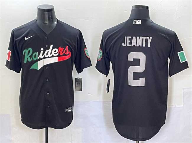 Men%27s Las Vegas Raiders #2 Ashton Jeanty Black Mexico Cool Base Stitched Baseball Jersey