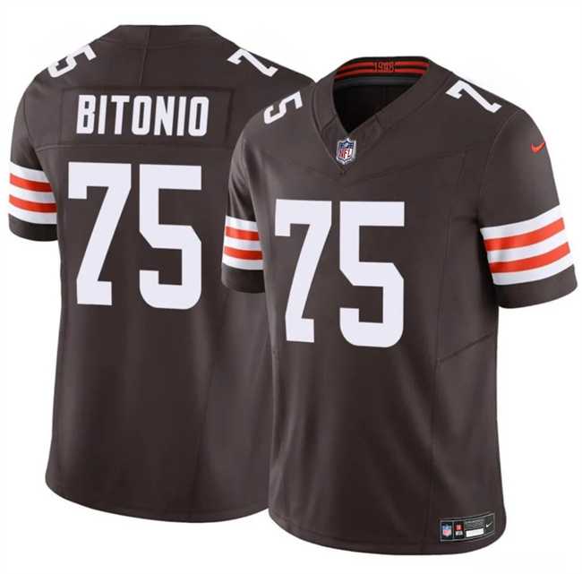 Men%27s Cleveland Browns #75 Joel Bitonio Brown F.U.S.E. Vapor Limited Stitched Jersey Dzhi