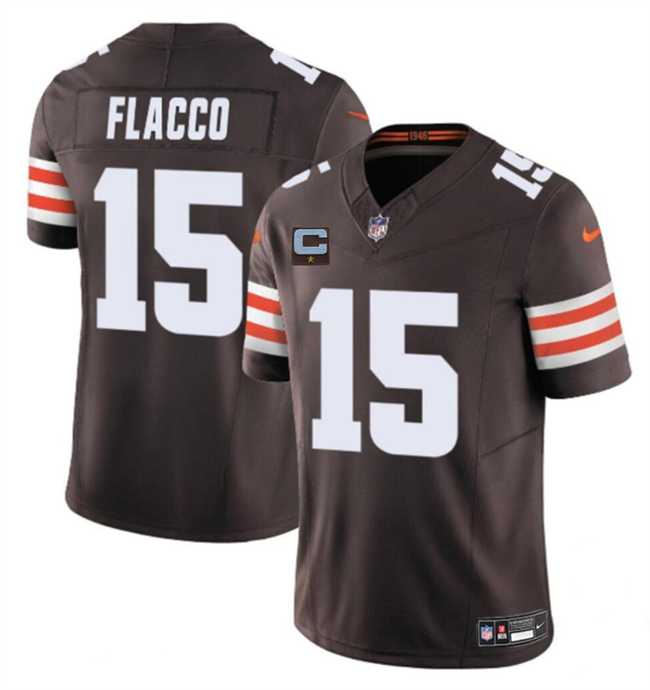 Men%27s Cleveland Browns #15 Joe Flacco Brown 2025 F.U.S.E. With 1-Star C Patch Vapor Limited Stitched Jersey Dzhi