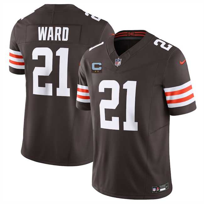 Men%27s Cleveland Browns #21 Denzel Ward Brown 2025 F.U.S.E. With 2-Star C Patch Vapor Limited Stitched Jersey Dzhi