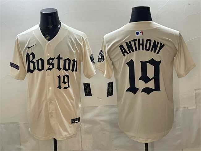 Men%27s Boston Red Sox #19 Roman Anthony Cream Gothic Vapor Limited Stitched Jersey Dzhi