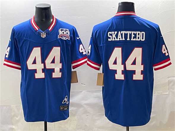 Men%27s New York Giants #44 Cam Skattebo Royal 2025 Draft F.U.S.E. 100th Season & State Patch Vapor Limited Football Stitched Jersey