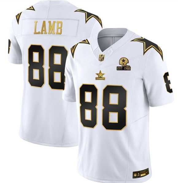 Men%27s Dallas Cowboys #88 CeeDee Lamb White Gold F.U.S.E. With Established In 1960 Patch Vapor Limited Stitched Jersey Dyin Dyin