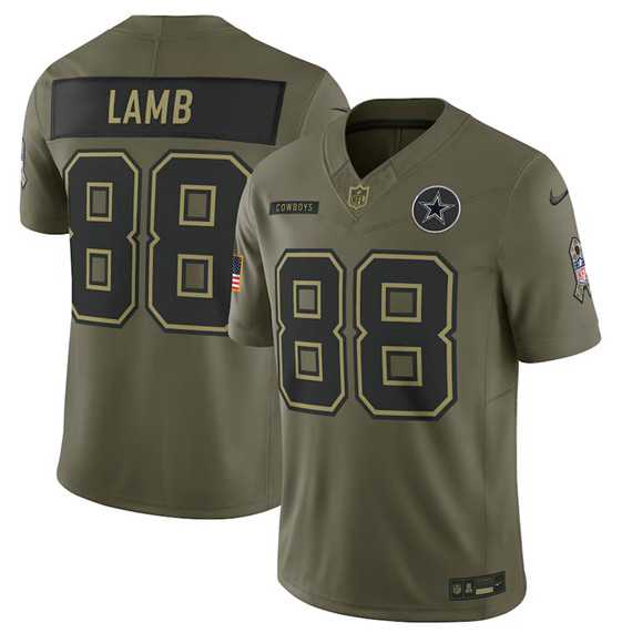 Men%27s Dallas Cowboys #88 CeeDee Lamb Olive 2025 Salute to Service Limited Stitched Jersey Dyin
