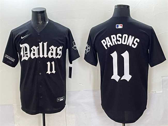Men%27s Dallas Cowboys #11 Micah Parsons Black %27Gothic Lone Star Edition%27 Limited Stitched Baseball Jersey