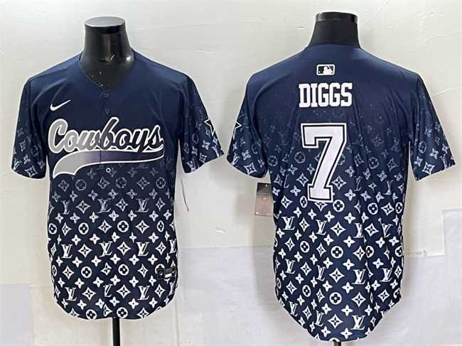 Men%27s Dallas Cowboys #7 Trevon Diggs Navy Limited Stitched Baseball Jersey