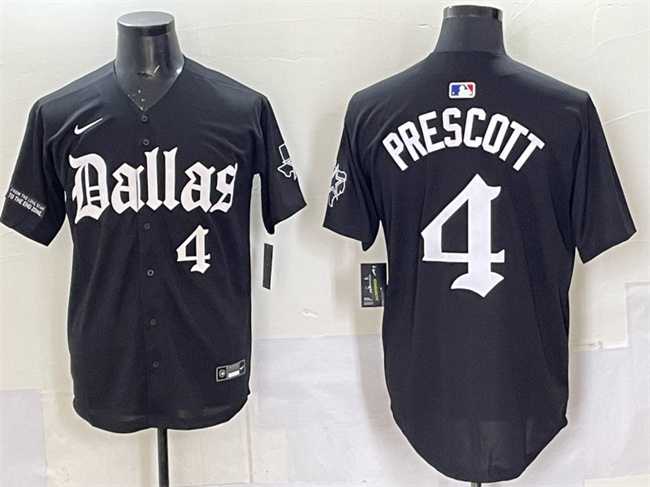 Men%27s Dallas Cowboys #4 Dak Prescott Black %27Gothic Lone Star Edition%27 Limited Stitched Baseball Jersey