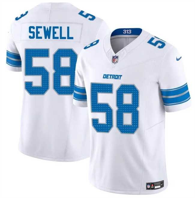 Men%27s Detroit Lions #58 Penei Sewell White 2025 F.U.S.E. Vapor Limited Stitched Jersey Dzhi