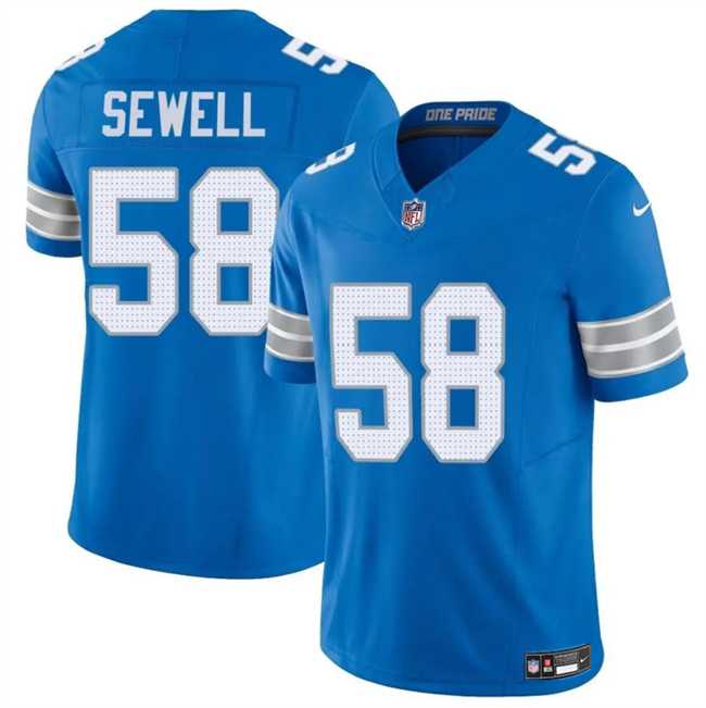 Men%27s Detroit Lions #58 Penei Sewell Blue 2025 F.U.S.E. Vapor Limited Stitched Jersey Dzhi