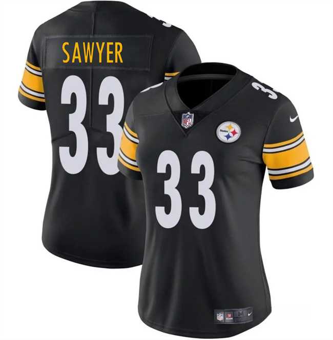 Women%27s Pittsburgh Steelers #33 Jack Sawyer Black 2025 Draft Vapor Untouchable Limited Stitched Jersey Dzhi